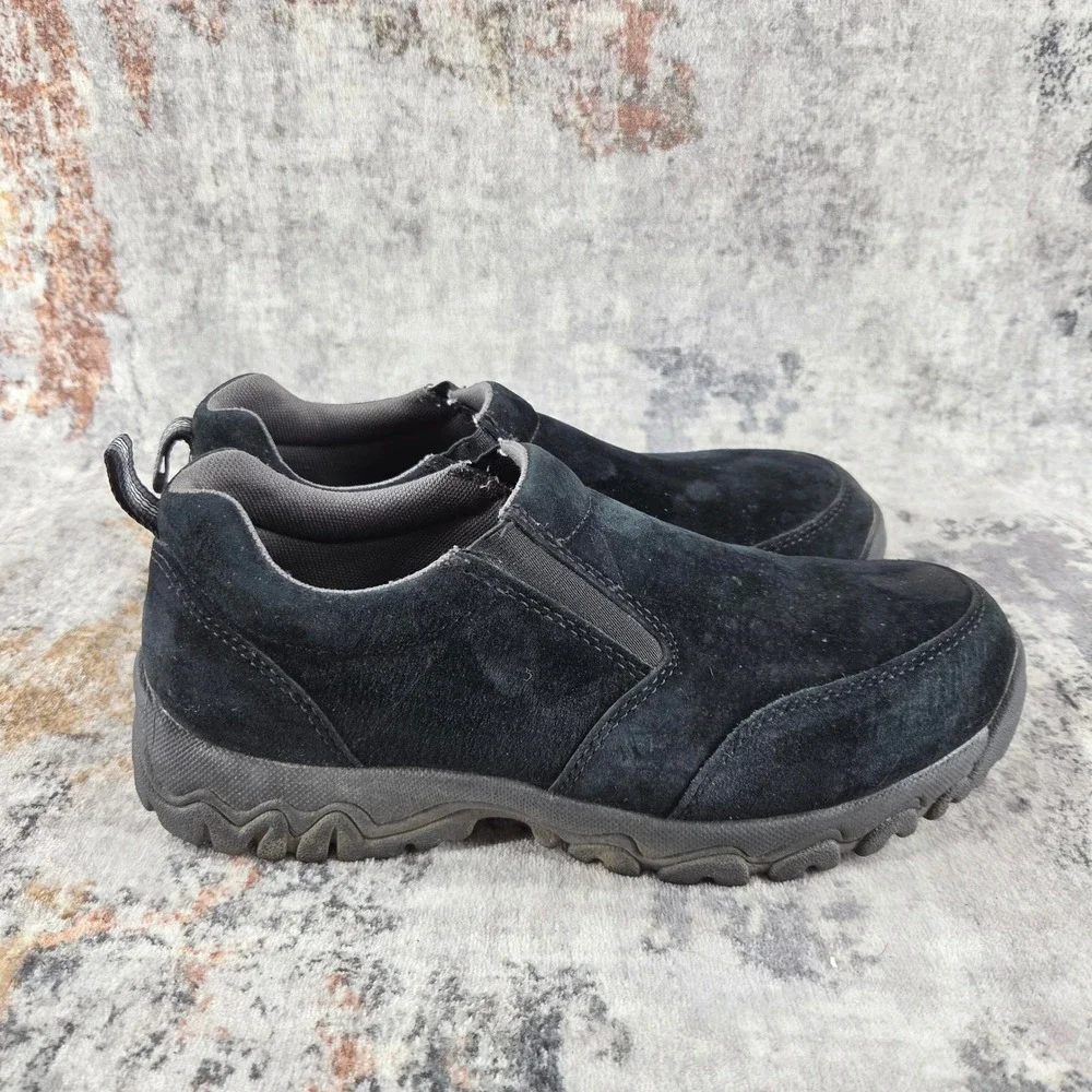 Duluth Trading Company Wild Boar Pig Suede Moc Shoes Mens 8.5 Wide Black Casual